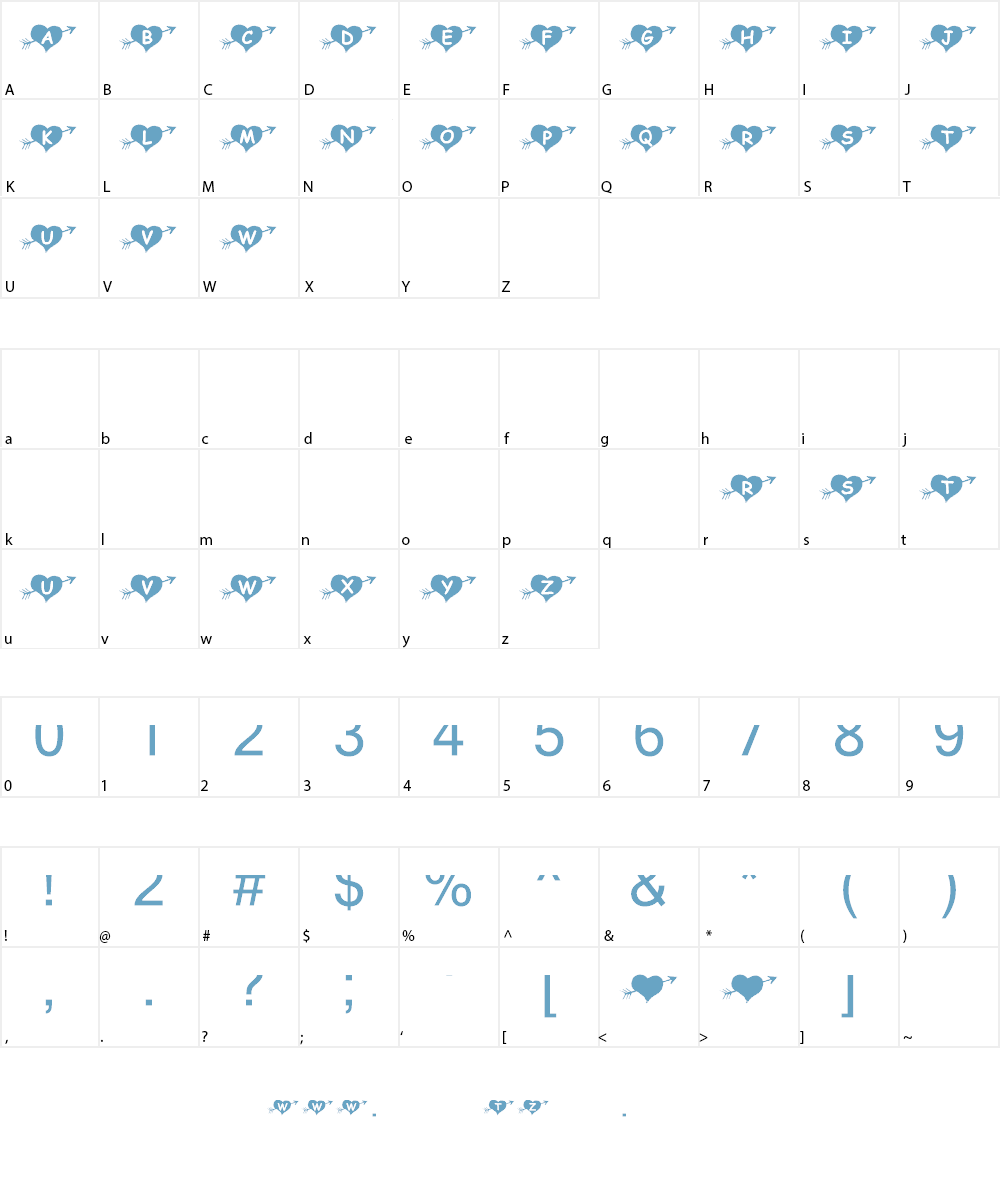 KR Arrow Heart Font Character